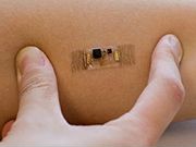A new type of acoustic sensor that resembles a small Band-Aid on the skin can monitor heartbeat and other health measures